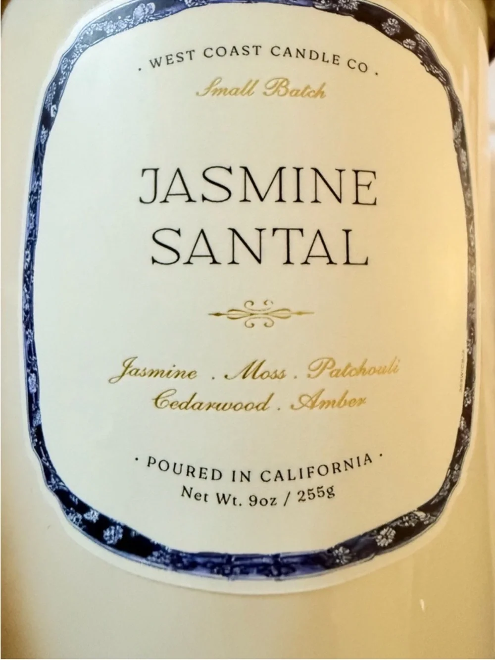 Leoben Company Jasmine Santal Scented Candle - Cream & Blue